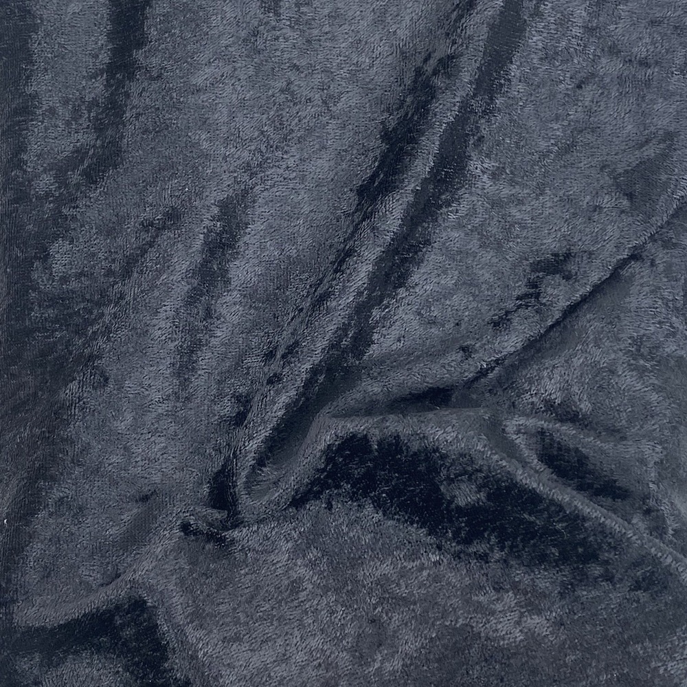 PANNE VELVET CRUSHED VELOUR STRETCH FABRIC 58" WIDE BLACK 1 & 2/3 Yards
